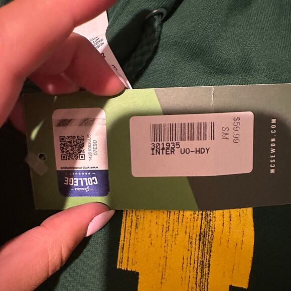 THE DUCK STORE Men's Forest OSC Blend Yellow Interlock UO Fleece Hood Size S - Picture 6 of 10